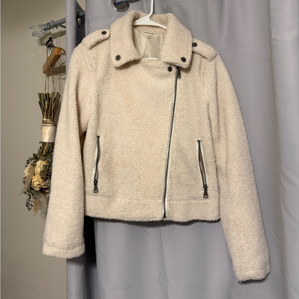 Max Studio Cream Sherpa Teddy Jacket